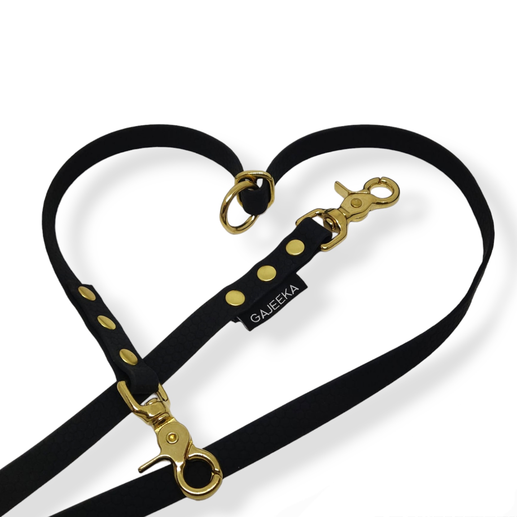 smycz regulowana plaster miodu heksa 20 mm czarny z mosiężnymi okuciami smycz regulowana plaster miodu heksa 20 mm czarny z mosiężnymi okuciami