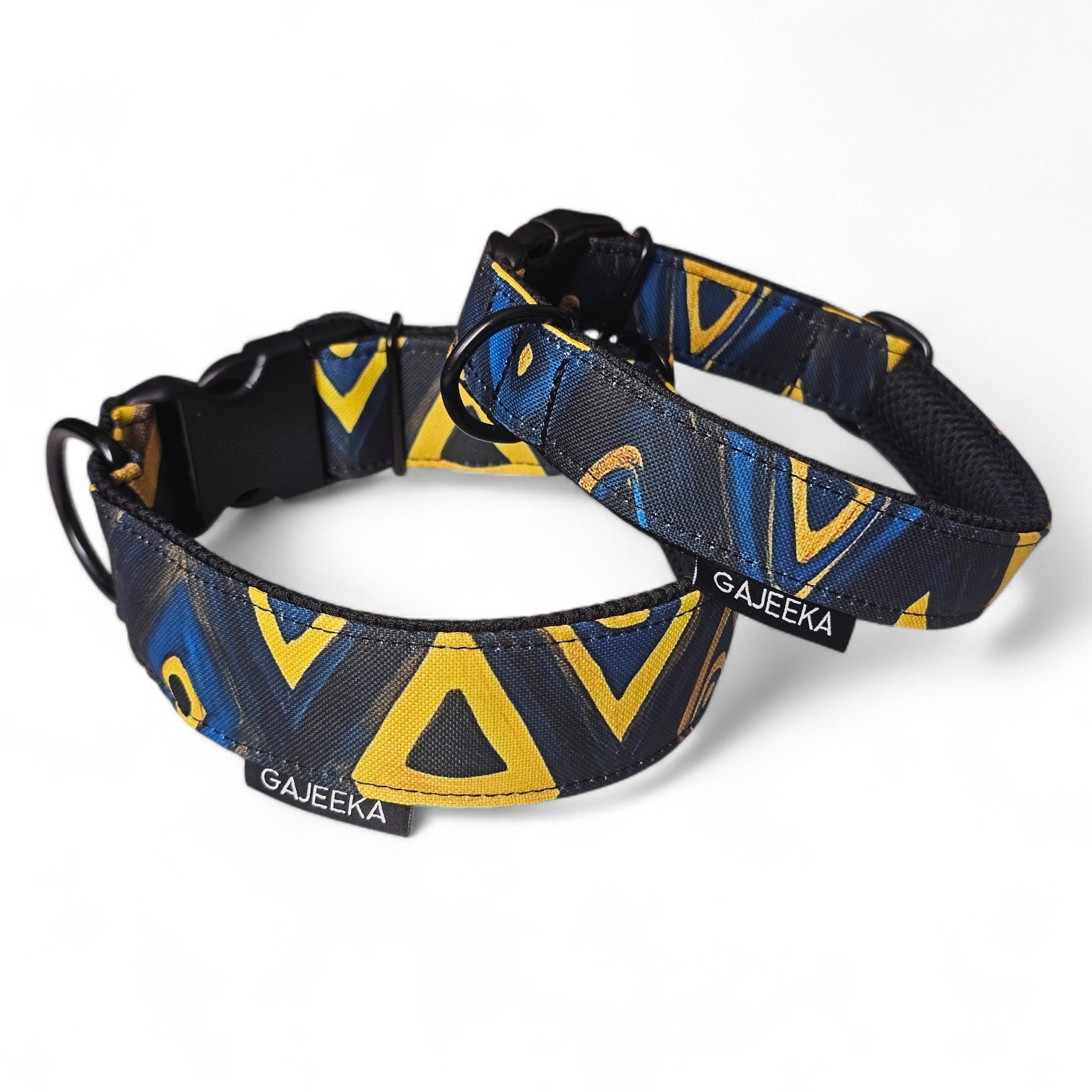 żółto-niebieskie trójkąty